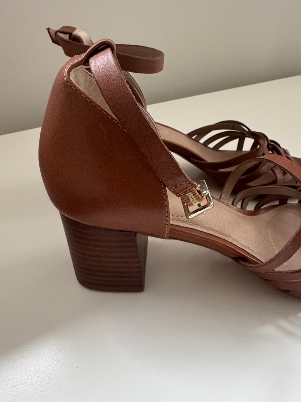J. Jill Tan Brown Strappy Leather Block Heel Sandals - Picture 2 of 8